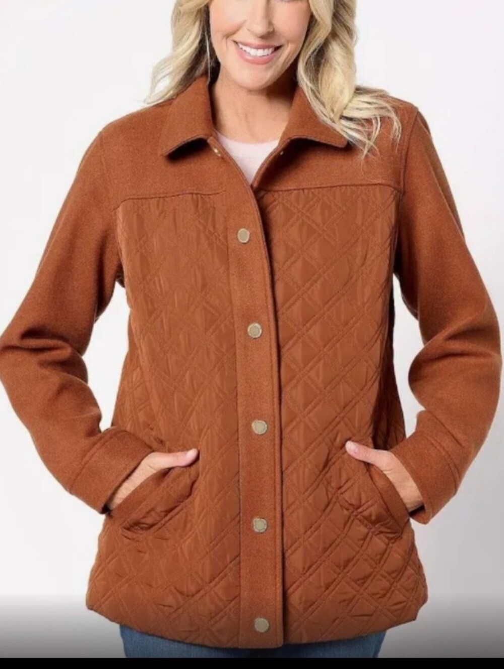 2/$40 Quilted Brown Isaac Mizrahi Barn/Utility Jacket for Women